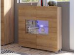 Cassettiera Vetrata Con Illuminazione A Led Blu Chemung – Rovere Dorato