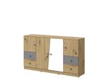 Cassettiera Combinata Chima 1 – Rovere Artisan / Bianco / Grigio
