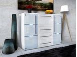 Cassettiera Combinata Con Illuminazione A Led Antrim – Bianco / Bianco Lucido