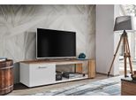 Tavolino Per Tv Basilie - Bianco / Rovere Wotan
