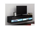 Tavolino Per Tv Con Illuminazione A Led Blu 140 Cm Ashton 1 - Nero / Nero Lucido