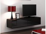 Tavolino Per Tv 140 Cm Ashton - Nero / Nero Lucido