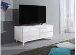 Tavolino Per Tv Su Gambe Con Illuminazione A Led Ferns 11 - Bianco / Bianco Lucido, Sinistro
