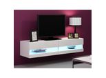 Tavolino Per Tv Con Illuminazione A Led Blu 140 Cm Ashton 1 - Bianco / Bianco Lucido