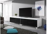 Tavolino Per Tv Su Gambe Con Illuminazione A Led Ferns 11 - Bianco / Nero Lucido