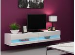 Tavolino Per Tv Con Illuminazione A Led Blu 180 Cm Ashton 1 - Bianco / Bianco Lucido