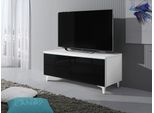 Tavolino Per Tv Su Gambe Con Illuminazione A Led Ferns 11 - Bianco / Nero Lucido, Destro