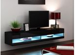 Tavolino Per Tv 180 Cm Ashton 1 - Nero / Nero Lucido
