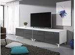 Tavolino Per Tv Su Gambe Con Illuminazione A Led Ferns 11 - Bianco / Grigio Lucido