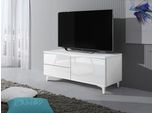 Tavolino Per Tv Su Gambe Con Illuminazione A Led Ferns 11 - Bianco / Bianco Lucido, Destro
