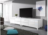 Tavolino Per Tv Su Gambe Con Illuminazione A Led Ferns 11 - Bianco / Bianco Lucido