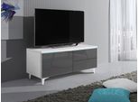 Tavolino Per Tv Su Gambe Con Illuminazione A Led Ferns 11 - Bianco / Grigio Lucido, Sinistro