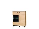 Cassettiera Vetrata Con Illuminazione A Led Yuna 2 - Rovere Lefkas / Nero