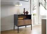 Comodino Rhome - Rovere Wotan / Grafite Nero + Illuminazione Led Gratuita