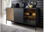 Cassettiera Ampia In Vetro Per Il Soggiorno Rhome - Wotan / Nero Grafite + Illuminazione Led Gratis