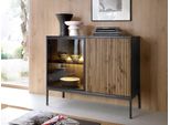Cassettiera Stretta In Vetro Per Il Soggiorno Rhome - Wotan / Nero Grafite + Illuminazione Led Gratis