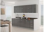 Cucina 260/260 Cm Rong 4 - Grigio / Grigio Lucido + Lavello Gratis