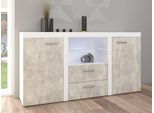 Cassettiera Combinata Con Illuminazione A Led Thise - Cemento / Bianco