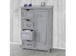 Cassettiera HWC-D12, Cassettiera Armadio, Effetto Shabby Vintage 82X55X30Cm ~ Grigio