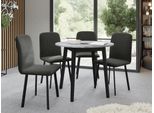Tavolo Da Pranzo Rotondo Piccolo 90 Cm Diament 2 - Marmo Grigio / Nero