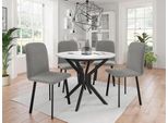 Tavolo Da Pranzo Rotondo Piccolo 90 Cm Diament 1 - Bianco / Nero