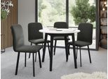Tavolo Da Pranzo Rotondo Piccolo 90 Cm Diament 2 - Bianco / Nero