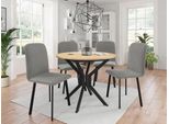 Tavolo Da Pranzo Rotondo Piccolo 90 Cm Diament 1 - Rovere Kraft Oro / Nero