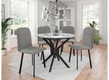Tavolo Da Pranzo Rotondo Piccolo 90 Cm Diament 1 - Marmo Grigio / Nero
