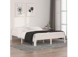 The Living Store Letto In Legno Massiccio Bianco 150X200 Cm