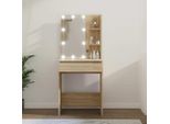 The Living Store Comodino Con Led Rovere Sonoma 60X40X140 Cm