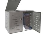 Contenitore Per Rifiuti Xl A 2 Posti/4 Posti HWC-E83, Contenitore Per Rifiuti, Espandibile 116X141X98Cm ~ Acciaio Inox 50Kg
