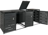 Coperchio Per Cestino A 4 Scomparti HWC-E83, Coperchio Per Cestino, Estensibile 117X263X80Cm ~ Antracite, Acciaio 108Kg