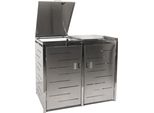 Coperchio Per Pattumiera A 2 Scomparti HWC-E83, Coperchio Per Pattumiera, Espandibile 117X131X80Cm ~ Acciaio Inox 48Kg