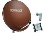 Sistema Sat Schwaiger 80 Cm 6 Abbonati Quattro Lnb (Senza Interruttore) Rosso Mattone Con Multiswitch 5/6