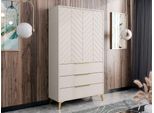Armadio Guardaroba Largo 104 Cm Con Cassetti Xela - Beige Sabbia