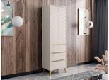 Armadio Guardaroba Stretto 54 Cm Con Cassetti Xela - Beige Sabbia