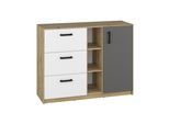 Cassettiera Combinata Karis - Bianco / Antracite / Rovere Artisan
