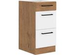 Mobile Cucina Con Cassetto Inferiore 40 Cm Zhilan - Rovere Lancelot / Bianco Lucido