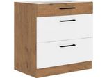 Mobile Cucina Con Cassetto Inferiore 80 Cm Zhilan - Rovere Lancelot / Bianco Lucido