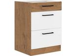Mobile Cucina Con Cassetto Inferiore 60 Cm Zhilan - Rovere Lancelot / Bianco Lucido