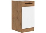 Mobile Cucina Basso Con Anta Singola 40 Cm Zhilan - Rovere Lancelot / Bianco Lucido