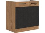 Mobile Cucina Basso A Due Ante 80 Cm Zhilan - Rovere Lancelot / Matera