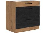 Mobile Cucina Con Cassetto Inferiore 80 Cm Zhilan - Rovere Lancelot / Legno Scuro