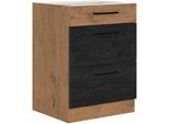 Mobile Cucina Con Cassetto Inferiore 60 Cm Zhilan - Rovere Lancelot / Legno Scuro