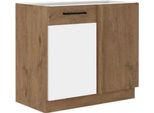 Mobile Cucina Basso 90 Cm Zhilan - Rovere Lancelot / Bianco Lucido