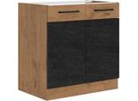 Mobile Da Cucina Sottolavello 80 Cm Zhilan - Rovere Lancelot / Legno Scuro