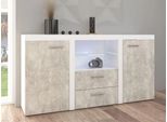 Cassettiera Moderna Combinata Thise - Cemento / Bianco
