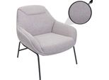 Poltrona Lounge HWC-J77, Poltrona Cocktail, Tessuto Bouclé Metallo ~ Grigio Chiaro