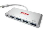 Hub Roline Usb 3.2 Gen 1, 4 Porte, Cavo Di Collegamento Di Tipo C, Con 1 Porta Pd