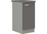 Mobile Cucina Inferiore Con Anta Singola 40 Cm Rong - Grigio / Grigio Lucido